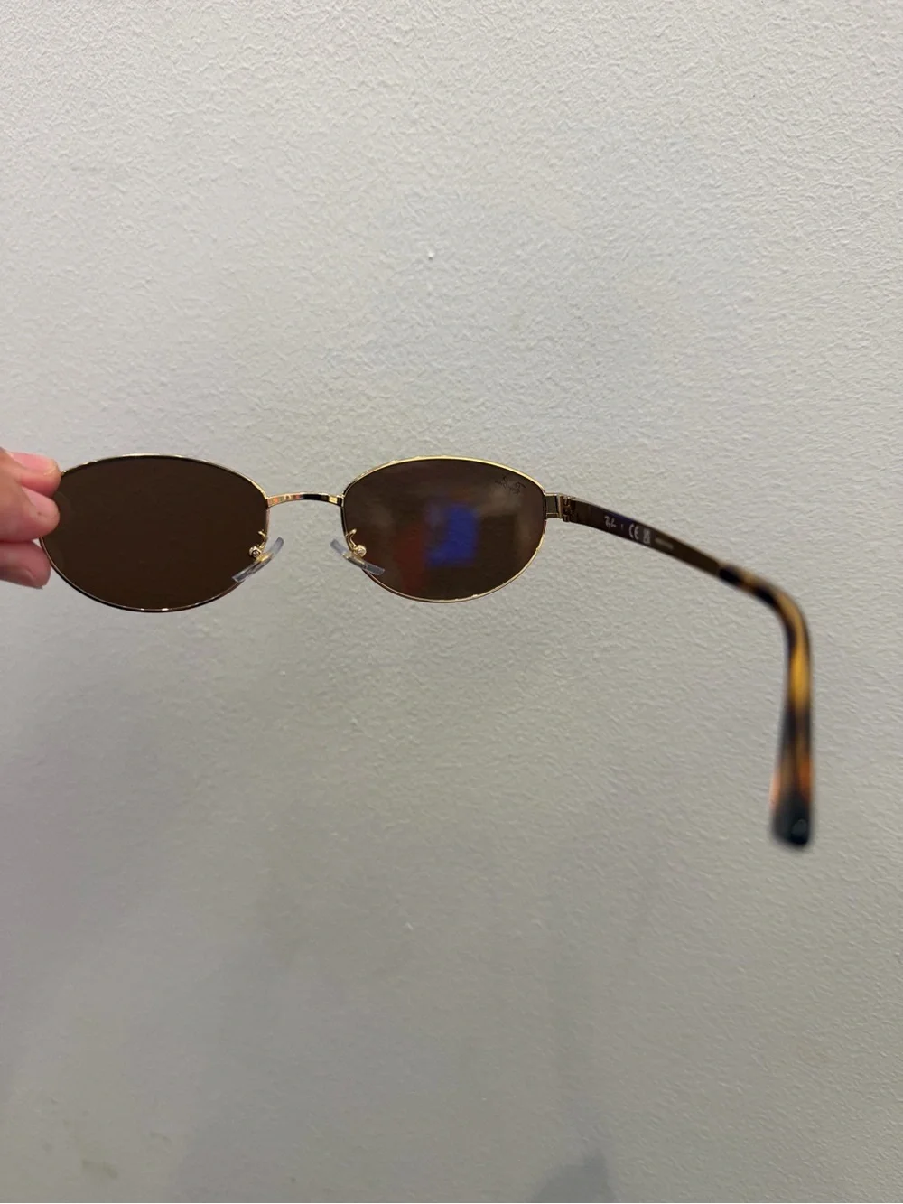 Ray-Ban Gold Frame Brown Lens Oval Sunglasses
